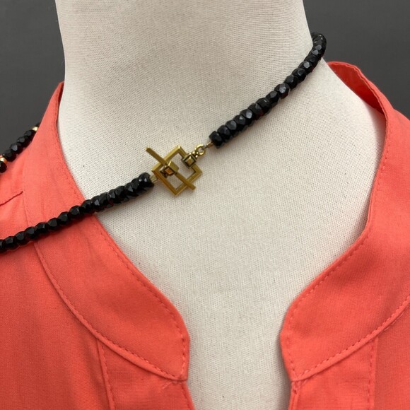 Black Glass Beads Beaded Gold-tone Women's Fashion Necklace NWOT - Picture 3 of 3